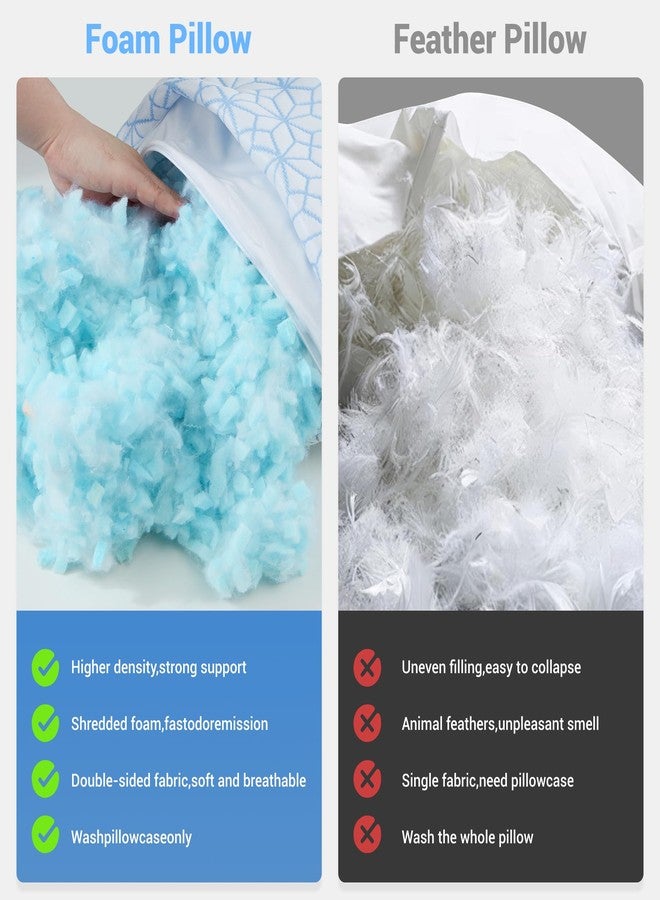 puredown Bed Pillows Queen Size Set of 2,Cooling Pillow Memory Foam Pilows 2 Pack, Adjustable Foam Sleeping Pillows with Washble Pillowcase for Side Back Stomach Sleepers - Image 2