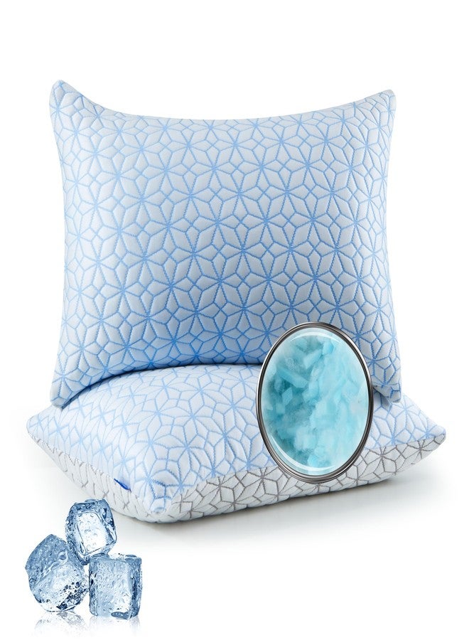 puredown Bed Pillows Queen Size Set of 2,Cooling Pillow Memory Foam Pilows 2 Pack, Adjustable Foam Sleeping Pillows with Washble Pillowcase for Side Back Stomach Sleepers - Image 1