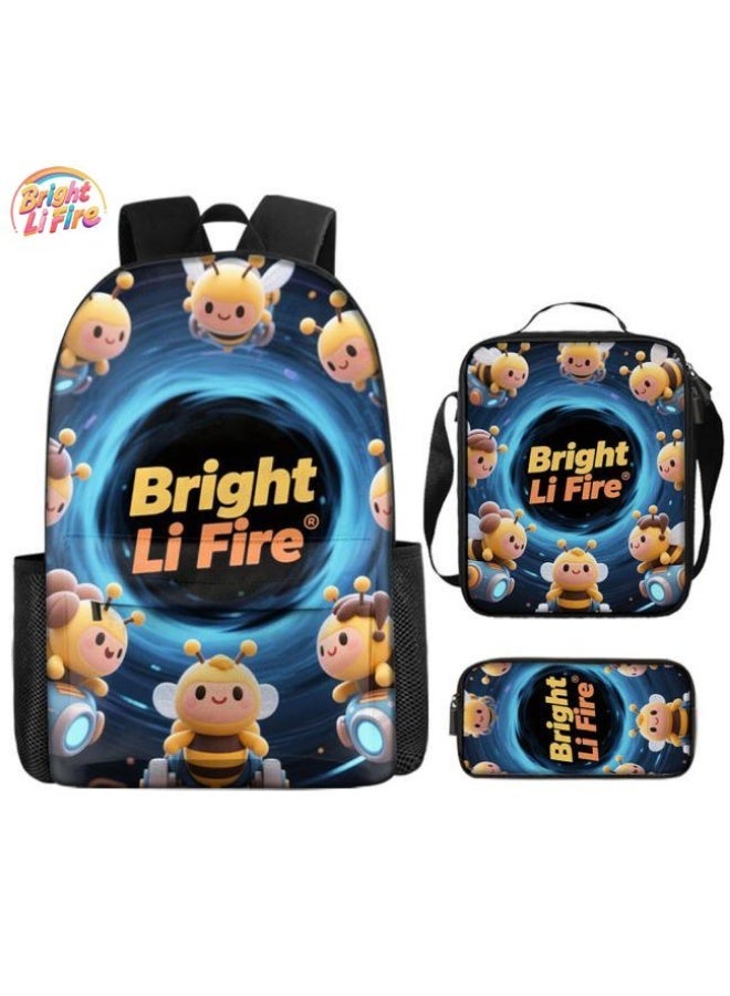 Bright Li Fire Three-piece set of cartoon bags, easily cope with various occasions (students, children, friends' outings, mountain climbing, schooling, etc.) | Backpack + hand-held + stationery bag | School season/holiday gifts - 59 - Image 1
