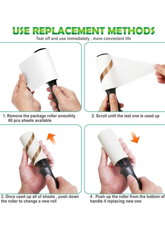 Lint Rollers for Pet Hair Extra Sticky Lint Roller for Clothes Lint Removal 4 Sticky Rolls with 2 Handles - Image 3
