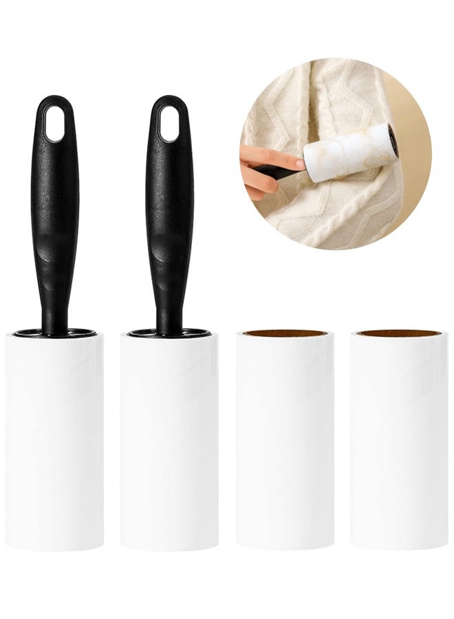 Lint Rollers for Pet Hair Extra Sticky Lint Roller for Clothes Lint Removal 4 Sticky Rolls with 2 Handles - Image 1