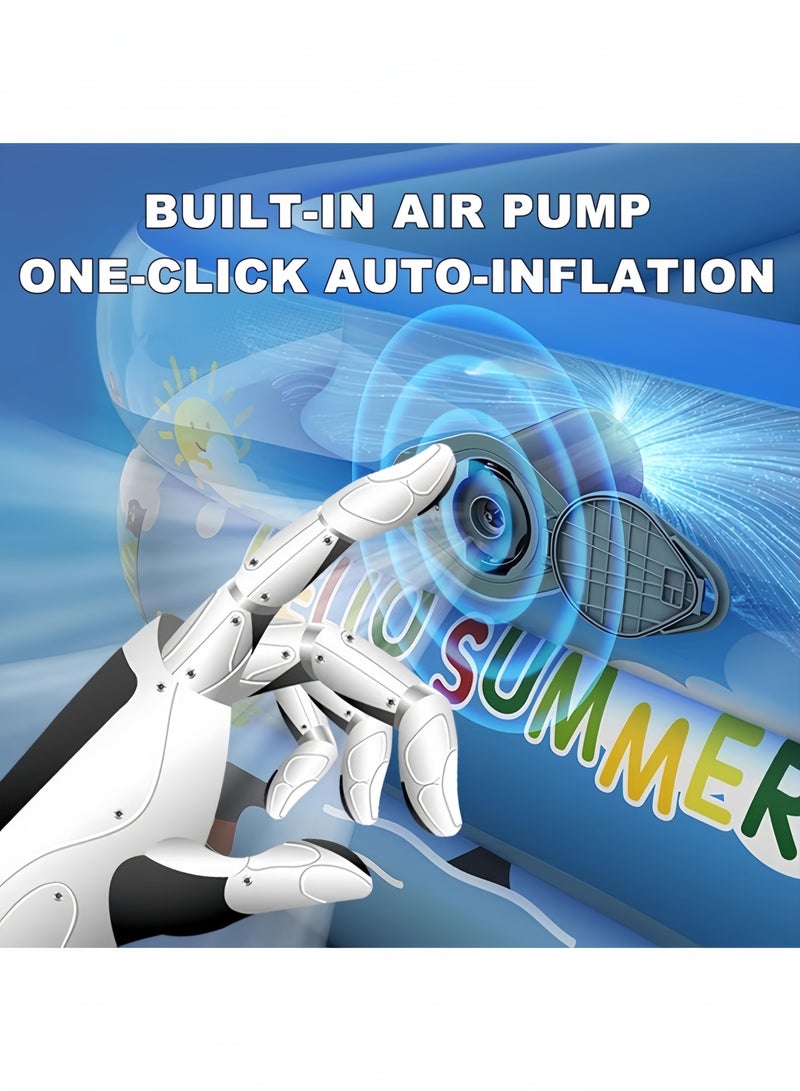 GGEROU Inflatable Swimming Pools,Adult Thickened Family Swimming Pool,Toddler Swimming Pool,Swimming Pool with Built-in Removable Air Pump, 210x145x60cm - Image 4