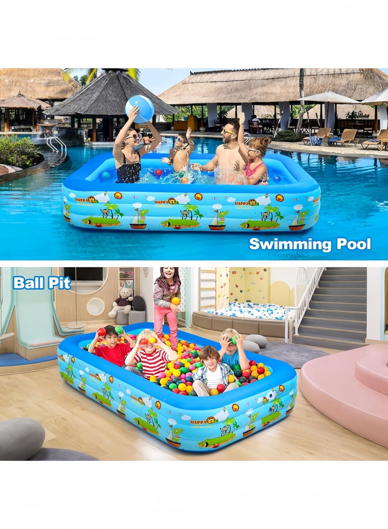 GGEROU Inflatable Swimming Pools,Adult Thickened Family Swimming Pool,Toddler Swimming Pool,Swimming Pool with Built-in Removable Air Pump, 210x145x60cm - Image 2