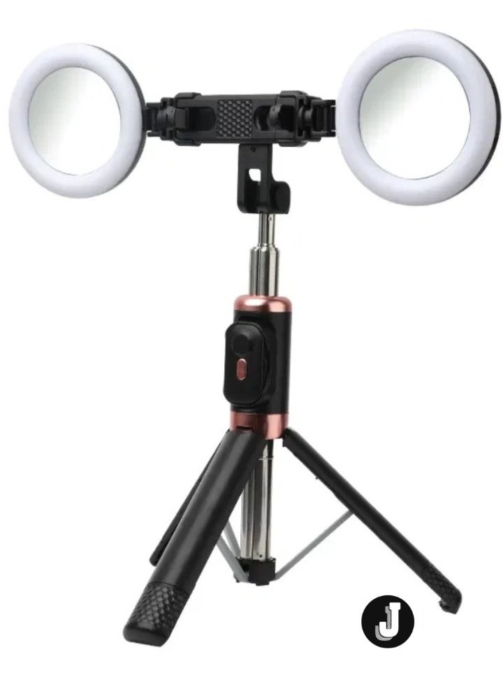 JAJEEK JC-16H Bluetooth Selfie Stick with Tripod, Dual LED Lights & Wireless Remote – Ideal for Selfies, Group Photos, Vlogging, and Live Streaming - Image 1