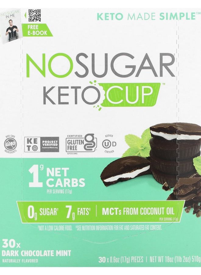 NO SUGAR COMPANY - Keto Cup Dark Chocolate Mint 30 Pieces 0.6 oz (17 g) Each - Image 1