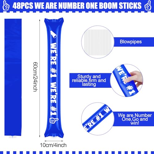 Rotatingpals Blue 48 Pcs Boom Sticks Thunder Sticks We Are Number One School Team Spirit Boom Stick Cheering Stick Noise Makers for Football Party Basketball Sports Events Celebrations Cheerleading - Image 5