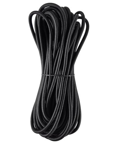 Joneaz Bungee Shock Cord, 1/4" Diameter 50ft Length Elastic Rope String for Kayak, Black Color,Real Rubber and UV Resistant - Image 1