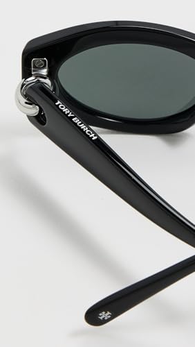 Tory Burch Women's Pierced Oval Sunglasses, Black, One Size - Image 3