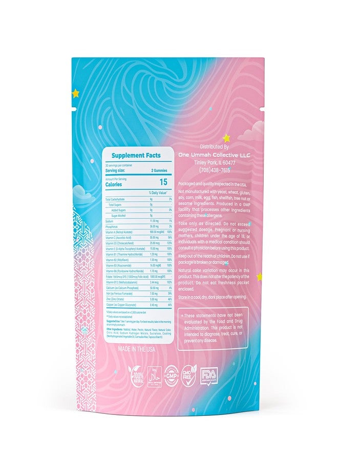 One Ummah Halal Certified Prenatal Gummies - Essential Vitamins with Folate, DHA/EPA Omega-3, Biotin, & Zinc for Baby’s Development & Mom’s Wellness - Easy Digestion & High Absorption - Tasty Gummy Supplement - Image 2