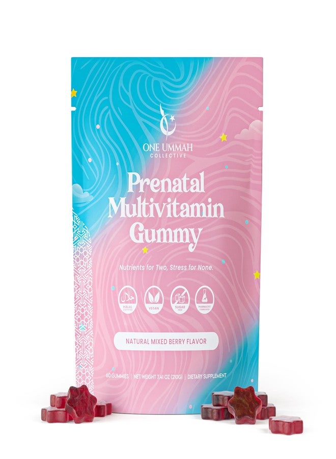 One Ummah Halal Certified Prenatal Gummies - Essential Vitamins with Folate, DHA/EPA Omega-3, Biotin, & Zinc for Baby’s Development & Mom’s Wellness - Easy Digestion & High Absorption - Tasty Gummy Supplement - Image 1