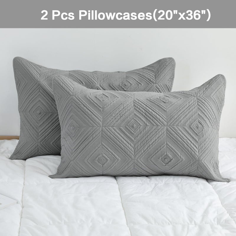 BOSOWOS وسادة Bosowos shams same size size من 2 حالات وسادة مبطن ناعمة ناعمة 20 × 36 بوصة للنوم الرمادي الرمادي المربع 2pack - Image 5