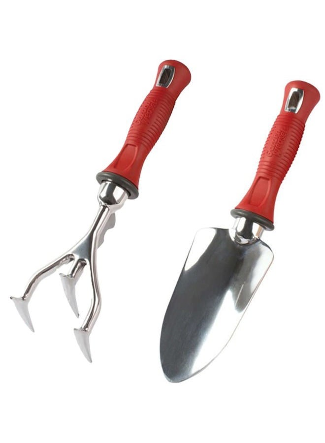 913682 Piece Comfort Grip Hand Shovel and Cultivator Bundle - Essential Multi-Pupose ing Tools - Red