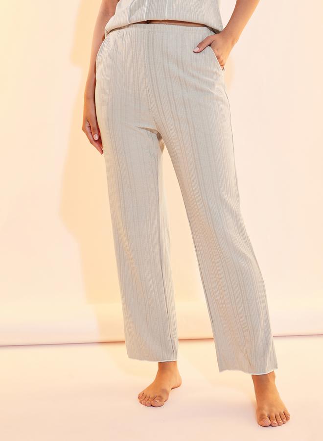 تايك تو طقم تي شيرت بياقة مستديرة بنقوش وسروال بيجامة - Image 5