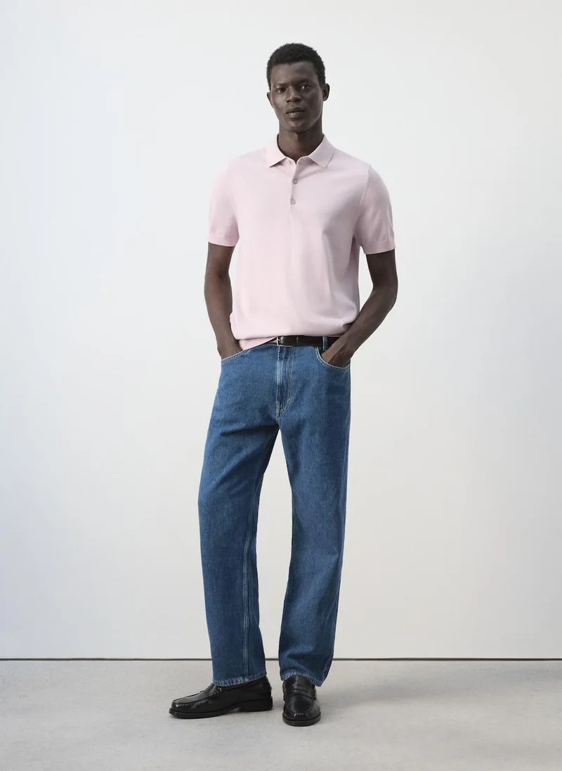 Mango Man 82-ROSA LIGHT 100% Cotton Fine Knit Polo for Men | Best Price UAE