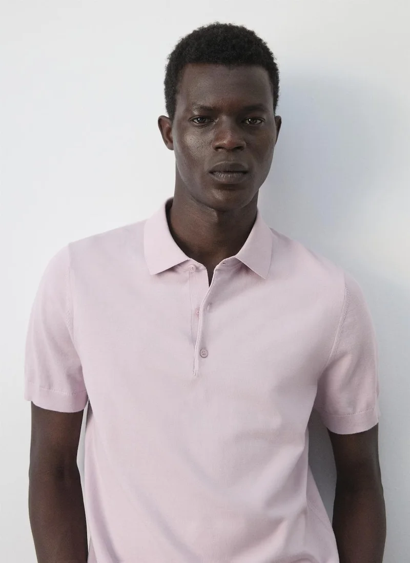 Mango Man 82-ROSA LIGHT 100% Cotton Fine Knit Polo for Men | Best Price UAE