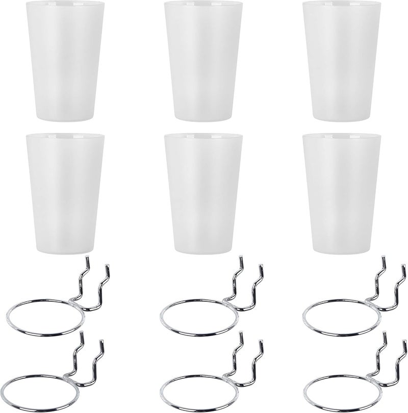 Kuhome 6 Set Pegboard Hooks with Cups, Ring Style Bins with Rings, Pegboard Cup Holder Accessories for Organizing Storage (Transparent) - Image 3