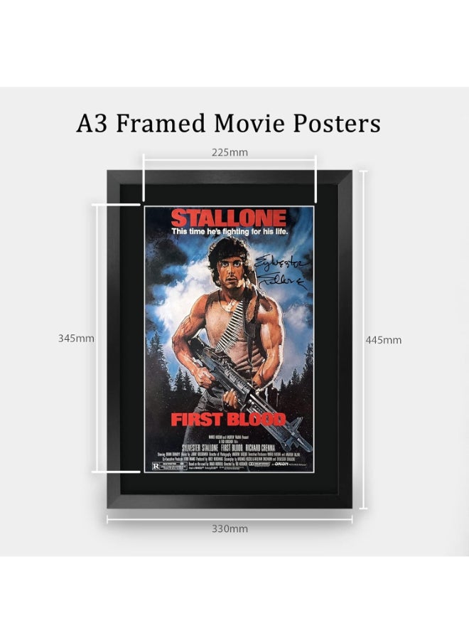 HWC Trading HWC Trading First Blood Sylvester Stallone Rambo 16 x 12 inch Framed Gifts Printed Poster Signed Autograph Picture for Movie Memorabilia Fans - 16" x 12" Framed  - Image 2