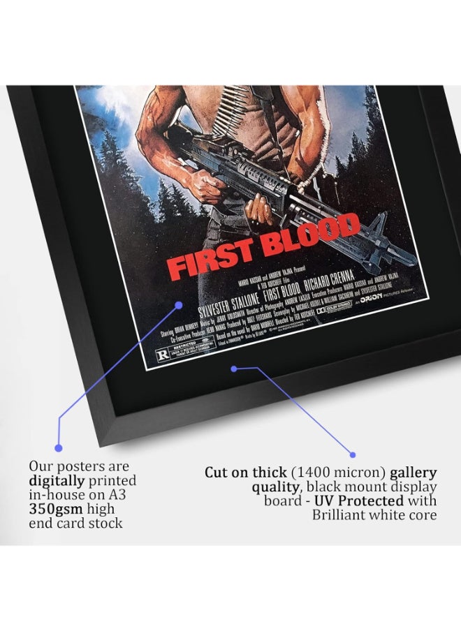 HWC Trading HWC Trading First Blood Sylvester Stallone Rambo 16 x 12 inch Framed Gifts Printed Poster Signed Autograph Picture for Movie Memorabilia Fans - 16" x 12" Framed  - Image 4