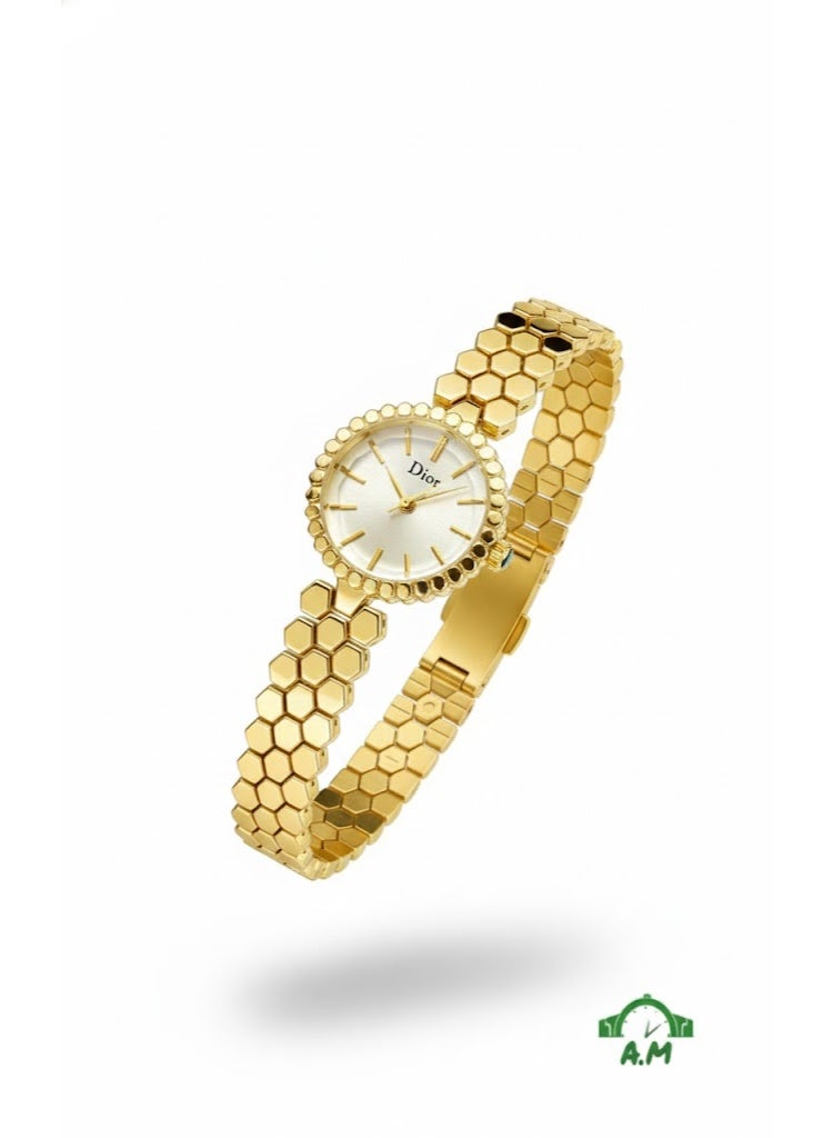 Dior Women’s Gold Stainless Steel Bracelet Watch with White Dial