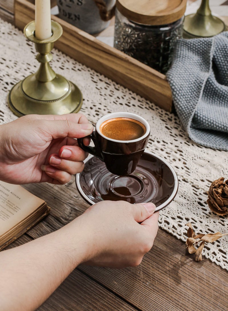 Shuer Ceramic Coffee cup, Espresso cup，Arabic coffee cup，Turkish coffee cup, Cup and Saucer Set Suitable for Home Office Restaurant Gifts Garden Party Home Afternoon Tea Set - Image 2