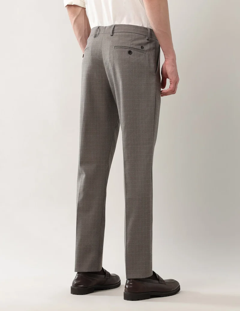 Arrow Brown Textured Dobby Autoflex Trousers for Men | Best Price UAE