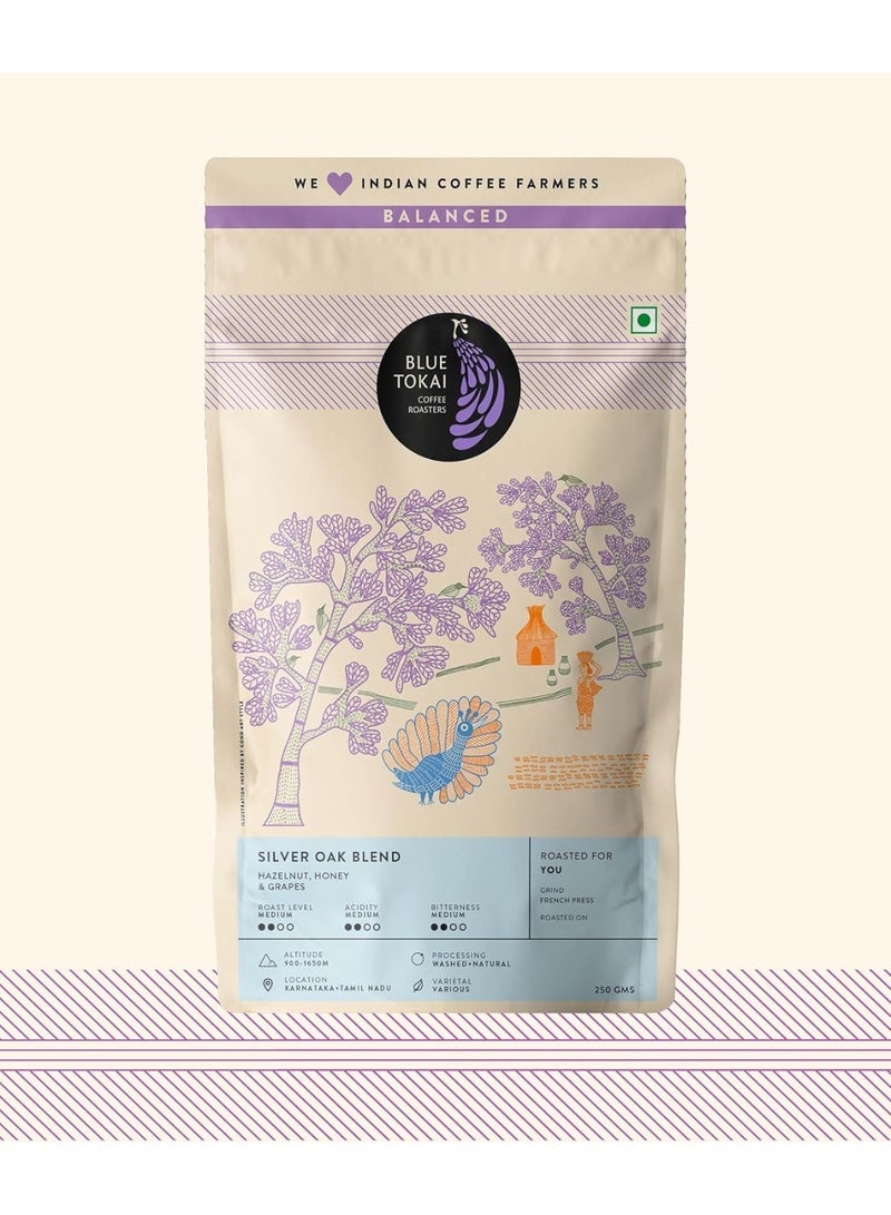 Blue Tokai Coffee Roasters Blue Tokai Coffee Silver Oak Cafe Blend | Medium Roast | French Press Coffee 250 G - Image 1
