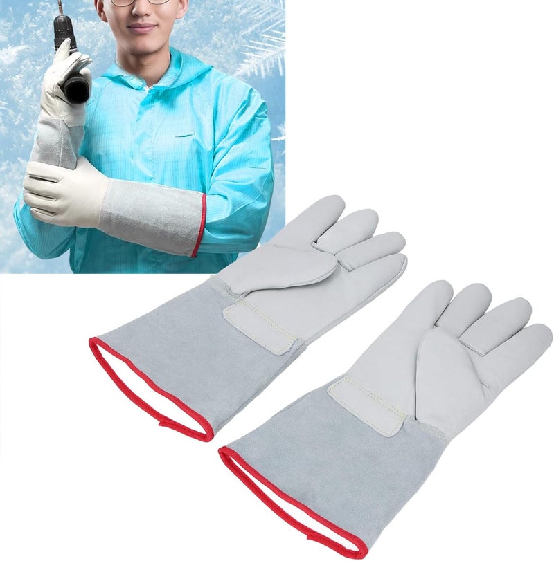 1 Pair Antifreeze Gloves Low Temperature Leather Protective Gloves for Handling Liquid Nitrogen Dry Ice 31 Cm - Image 2