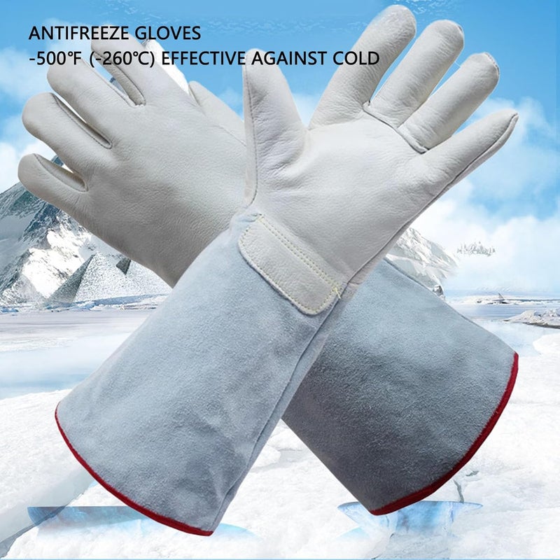 1 Pair Antifreeze Gloves Low Temperature Leather Protective Gloves for Handling Liquid Nitrogen Dry Ice 31 Cm - Image 5