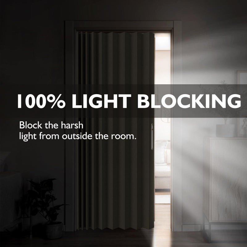 Jilron Accordian Door Curtain,Install Adhesive Track 100% Blackout Doorway Curtains,Suitable for Bedroom,Closet,Interior Room Divider,Off White 43" WÃ—78" L,1 Piece - Image 3