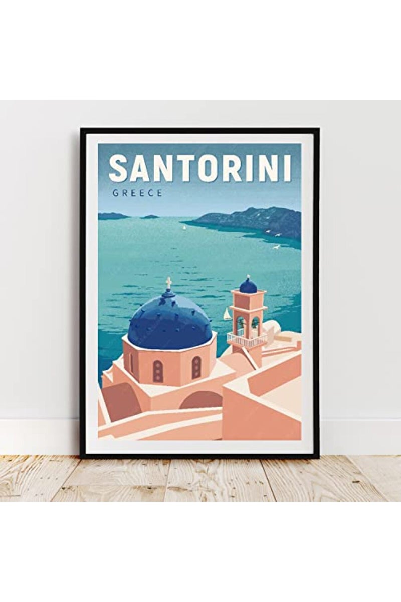 gaeaverse Santorini Greece Vintage Travel Poster - Image 3