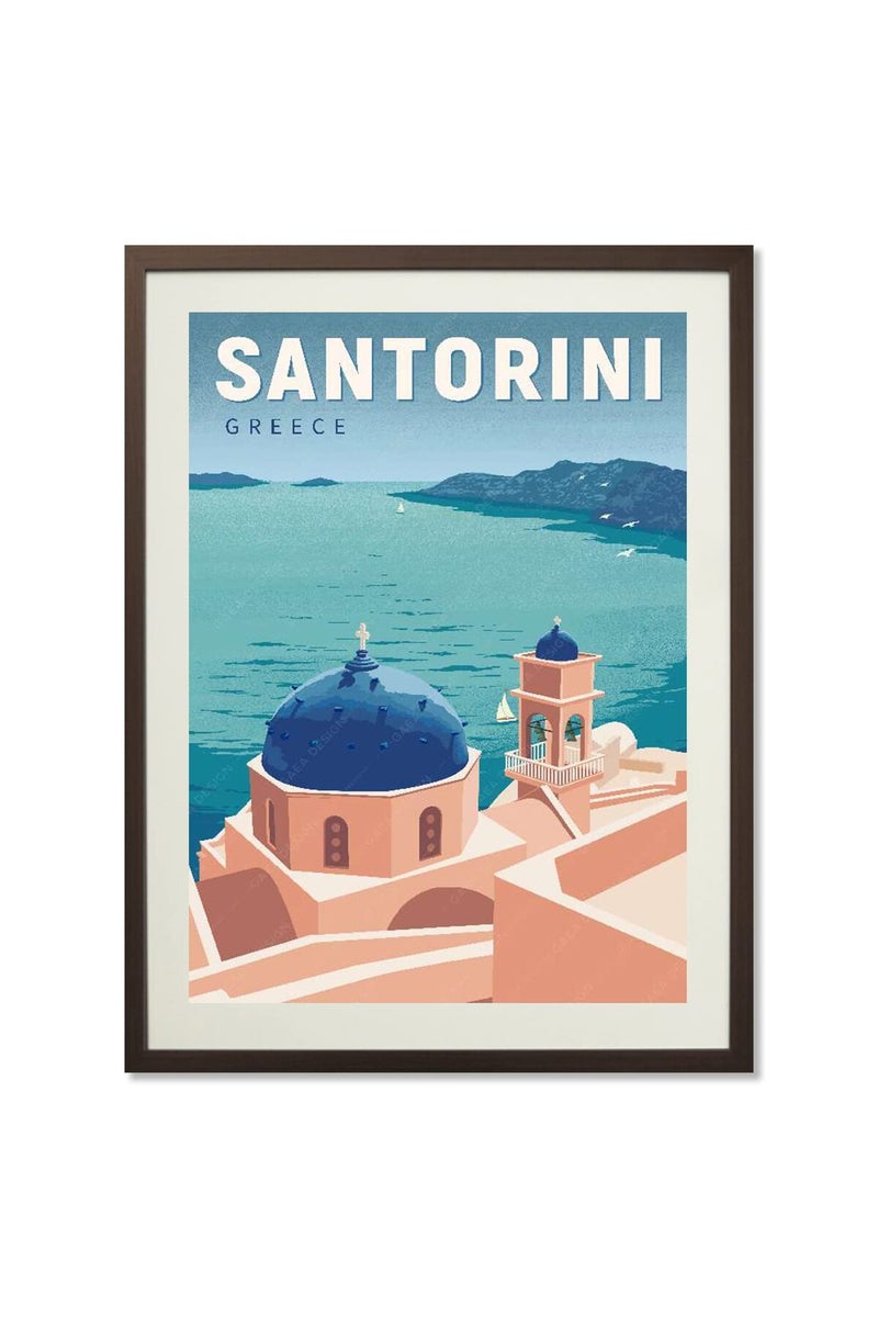 gaeaverse Santorini Greece Vintage Travel Poster - Image 1
