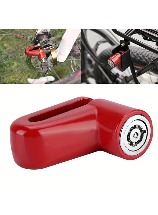 Red Disc Brake Lock Set with Reminder Rope Anti Theft Motorcycle Lock Portable - Image 3