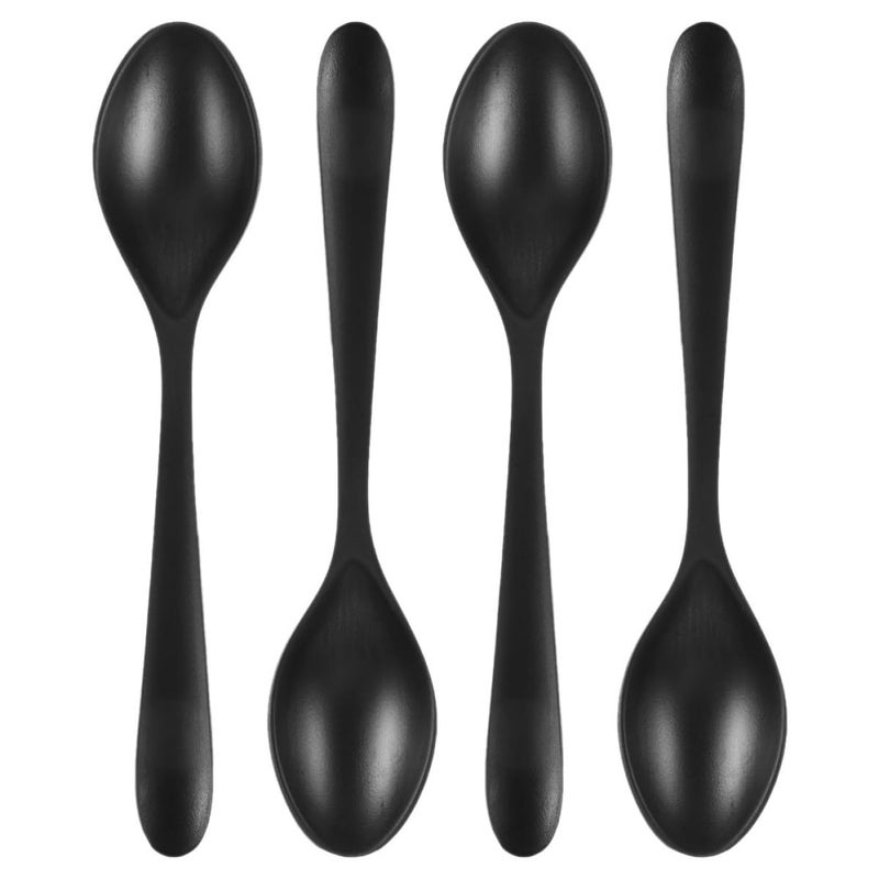 7 Inch Black Matte Plastic Ramen Soup Spoons 4 Pack Long Handle Asian Serving Spoons - Image 2