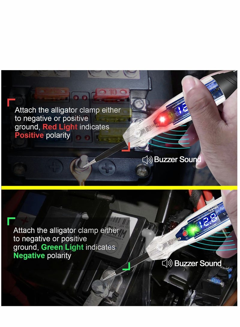 Loquat Premium LED Bulb Automotive Circuit Tester, 4-60V Test Light with 102 Inch PU Extended Spring Wire, Sharp Hard Steel Probe Vehicle Circuits Low DC Voltage Tester - Image 2