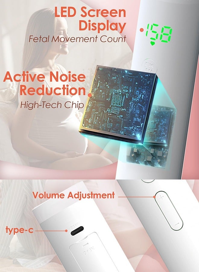 Generic Fetal Heart Rate Monitoring for pregnant women Fetal Doppler Bluetooth Charging All-in-one Pulse Wave Measurement（Pink）  - Image 3
