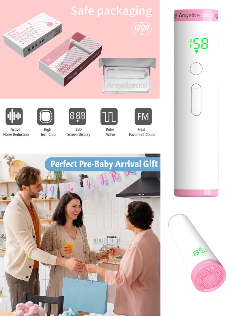 Generic Fetal Heart Rate Monitoring for pregnant women Fetal Doppler Bluetooth Charging All-in-one Pulse Wave Measurement（Pink）  - Image 5