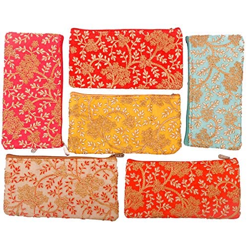 PRISMAXIC Traditional Vintage Embroidered Potli Purse for Women with Zipper, Potli Bags (Set of 6) Multi colour (L X W: 12.5 X 24.5 Cm) - Image 2