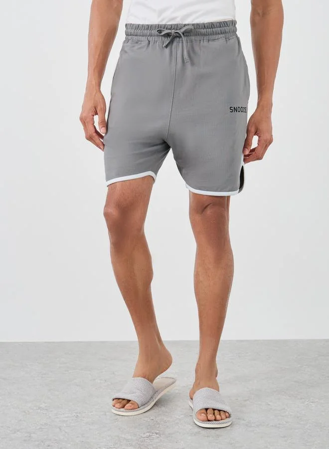 Knitted Shorts with Print and Piping Detail