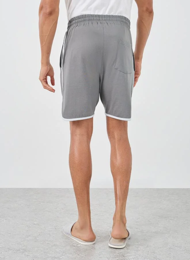 Styli  Knitted Shorts with Print and Piping Detail for Men | Best Price UAE