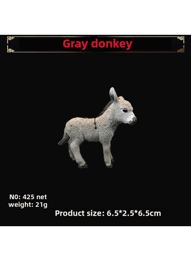 Solid Simulation Animal Toy Model Donkey Donkey Livestock Donkey Children's Cognitive Gift Ornaments-Color:Gray Donkey 425 - Image 1