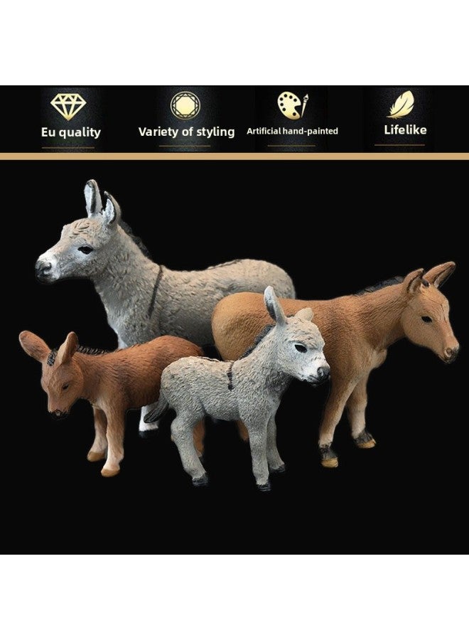 Solid Simulation Animal Toy Model Donkey Donkey Livestock Donkey Children's Cognitive Gift Ornaments-Color:Gray Donkey 425 - Image 2