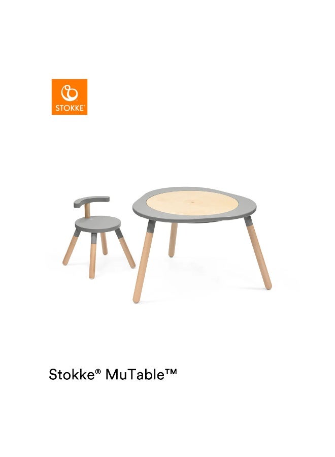 Stokke MuTable - Multifunctional Kids Table with Height-Adjustable Legs and Activity Boards - Storm Grey - Image 3