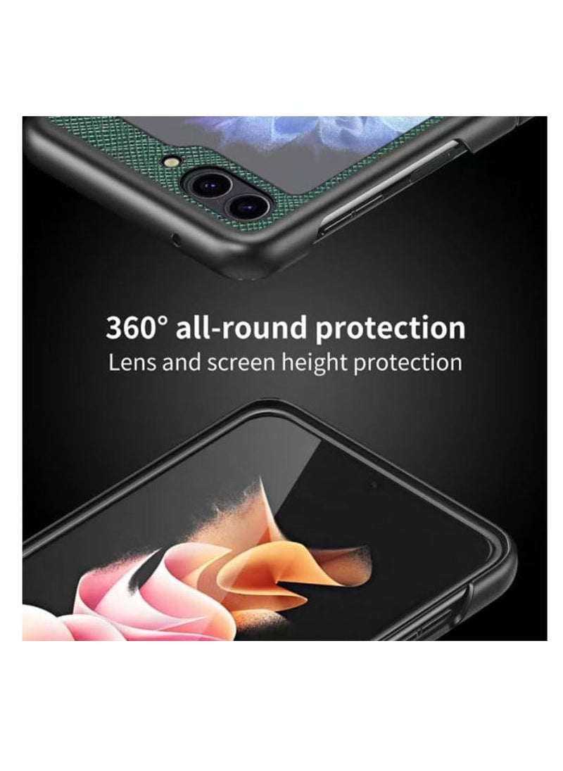 اووكاي - جراب متوافق مع هاتف Samsung Galaxy Z Flip 6، نسيج جلدي + إطار من البولي كربونات، مقاوم للسقوط، مضاد للسقوط، غطاء نحيف لهاتف Z Flip 6 [بدون واقي شاشة أمامي] (أزرق) - Image 1