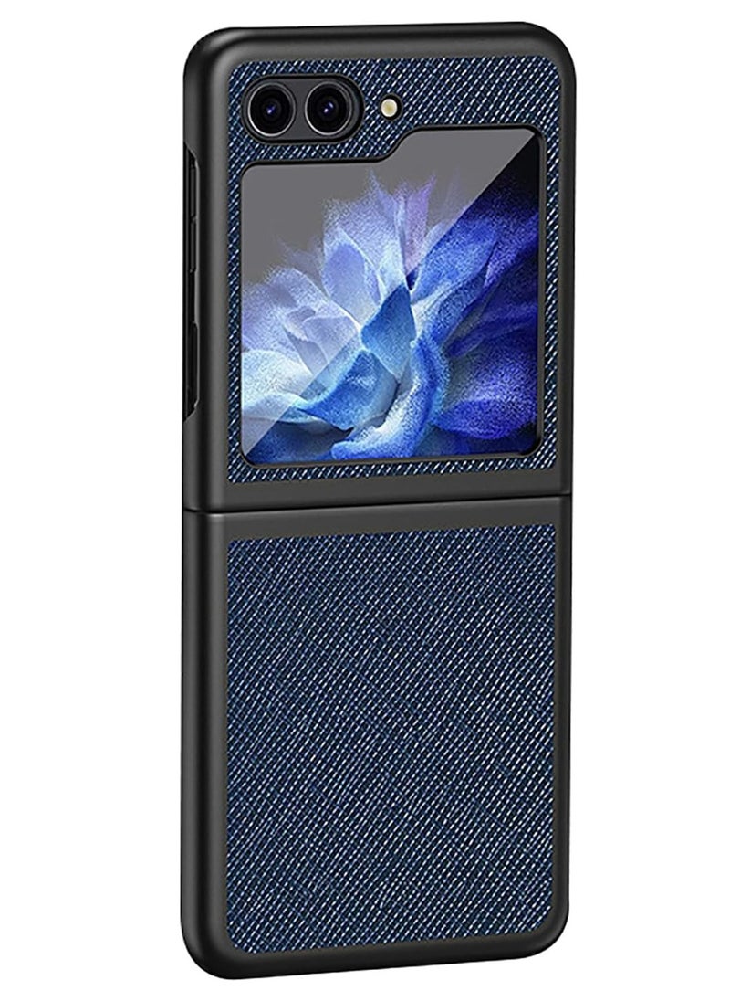 اووكاي - جراب متوافق مع هاتف Samsung Galaxy Z Flip 6، نسيج جلدي + إطار من البولي كربونات، مقاوم للسقوط، مضاد للسقوط، غطاء نحيف لهاتف Z Flip 6 [بدون واقي شاشة أمامي] (أزرق) - Image 1
