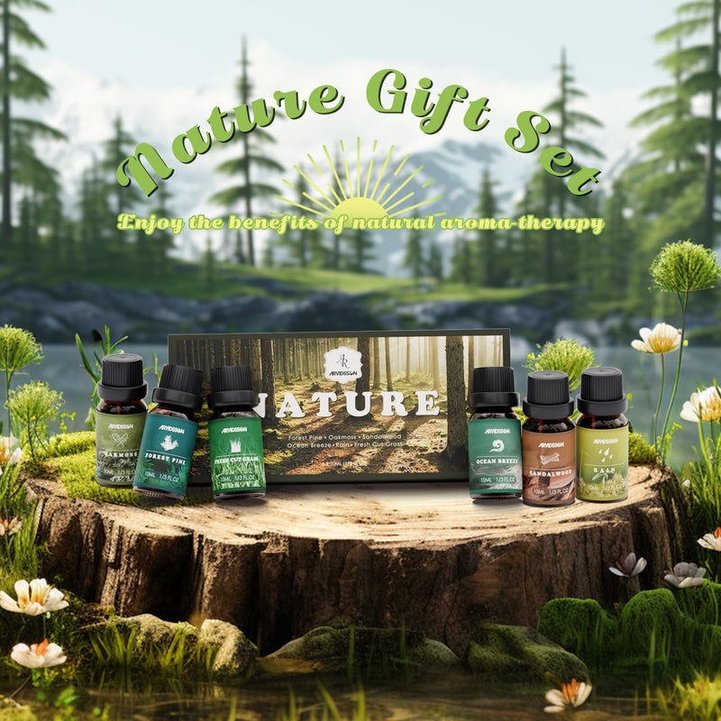 ARVIDSSON Nature Essential Oils Set, ARVIDSSON Natural Fragrance Oils for Candle Making, Fresh Cut Grass, Ocean Breeze, Rain, Pine, Sandalwood, Oakmoss, Diffuser Scented Oils - Image 5