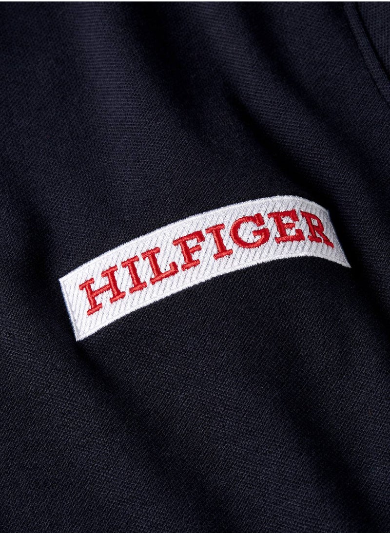 TOMMY HILFIGER - Men's Tipped Logo Embroidery Regular Fit Polo - Cotton, Blue - Image 1