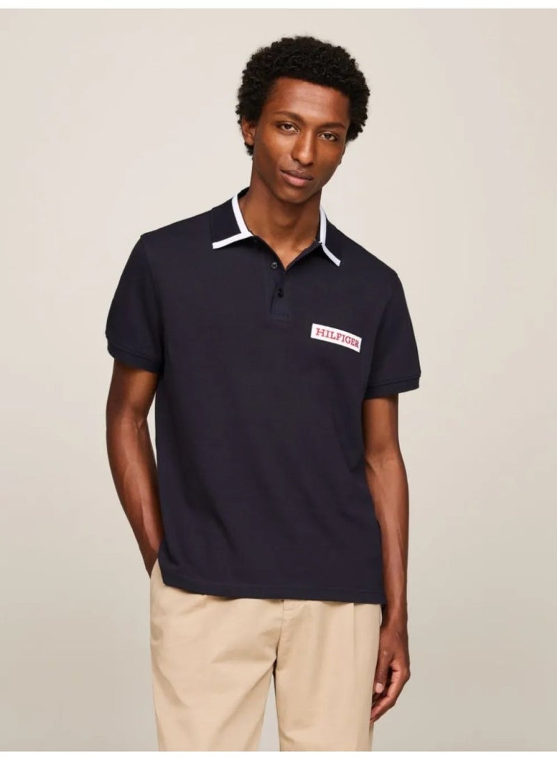 TOMMY HILFIGER Tipped Logo Embroidery Regular Fit Polo - Image 1