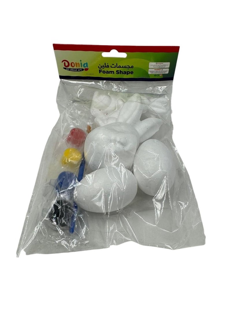 Donia Arts And Crafts Different Foam Shapes With Colors And Brush 