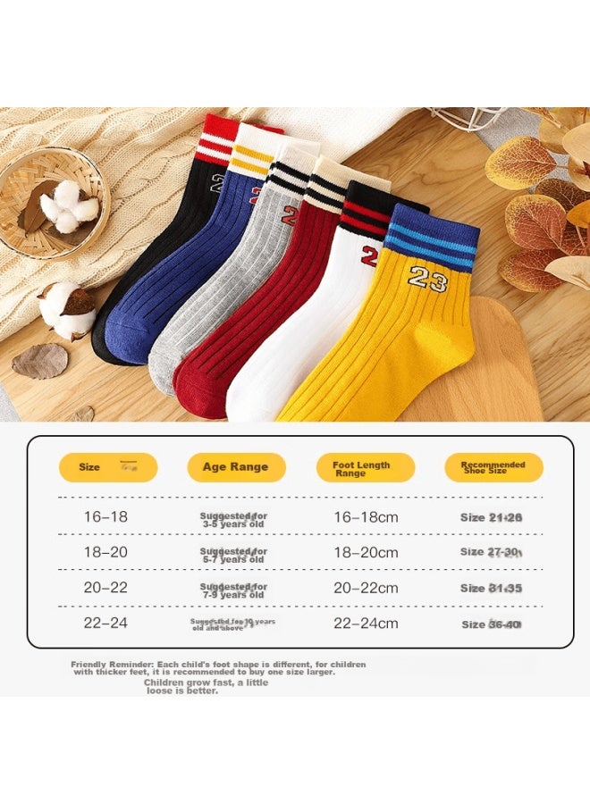 LANG SHA Langsha Children's Socks, Boys' Mid-calf Socks, Cotton Breathable Baby Socks, Short Socks For Older Kids, 6 Pairs, Sports Digital Style - Image 2