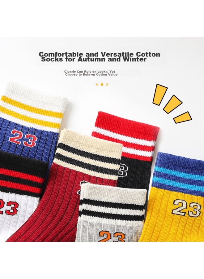 LANG SHA Langsha Children's Socks, Boys' Mid-calf Socks, Cotton Breathable Baby Socks, Short Socks For Older Kids, 6 Pairs, Sports Digital Style - Image 3